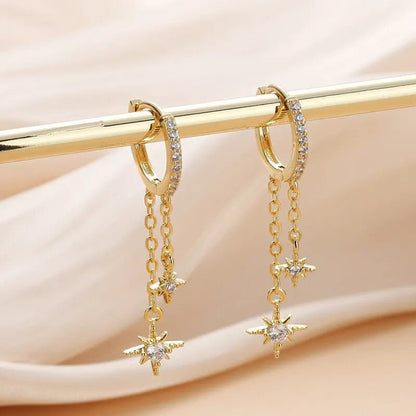 Celestial Diamond Hoop Earrings - Veinci