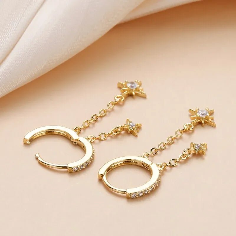 Celestial Diamond Hoop Earrings - Veinci