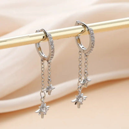 Celestial Diamond Hoop Earrings - Veinci