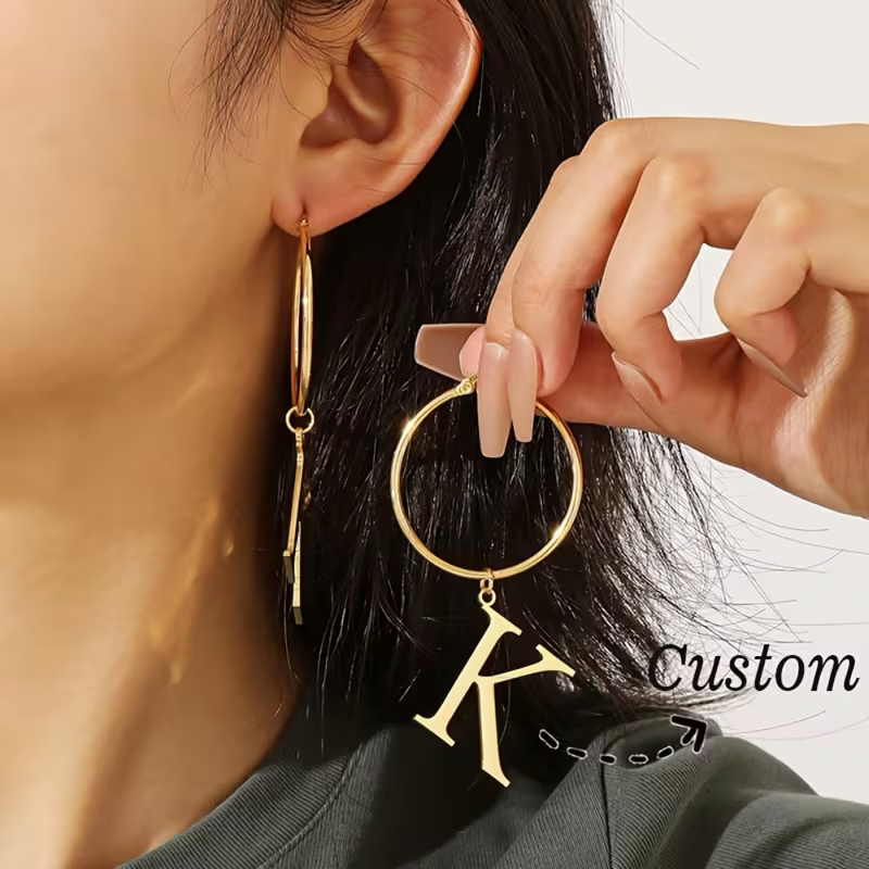 Classy Custom Initial Hoop Earrings