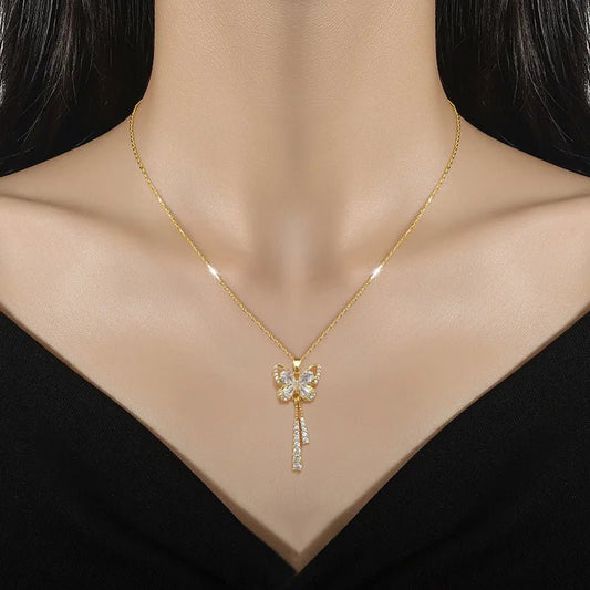 Charming Butterfly Diamond Dazzle Necklace - Veinci