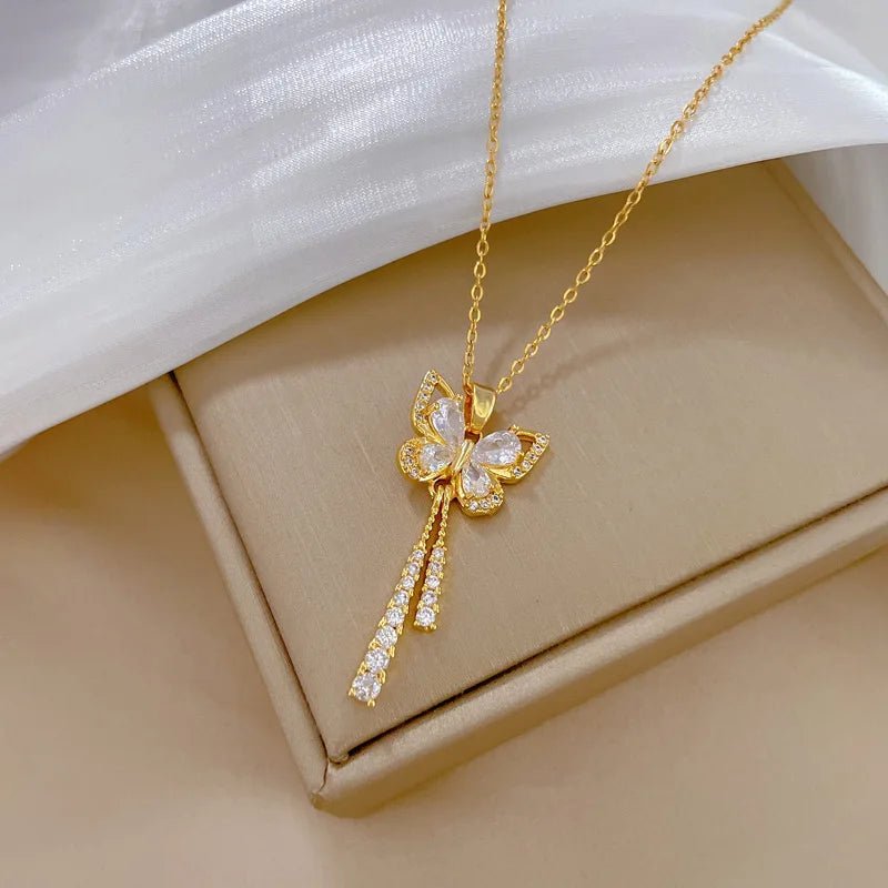 Charming Butterfly Diamond Dazzle Necklace - Veinci