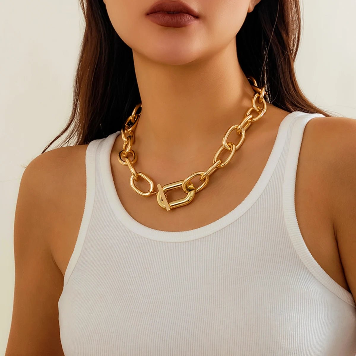 Chunky Paperclip Chain Bracelet and Necklace Set - Veinci