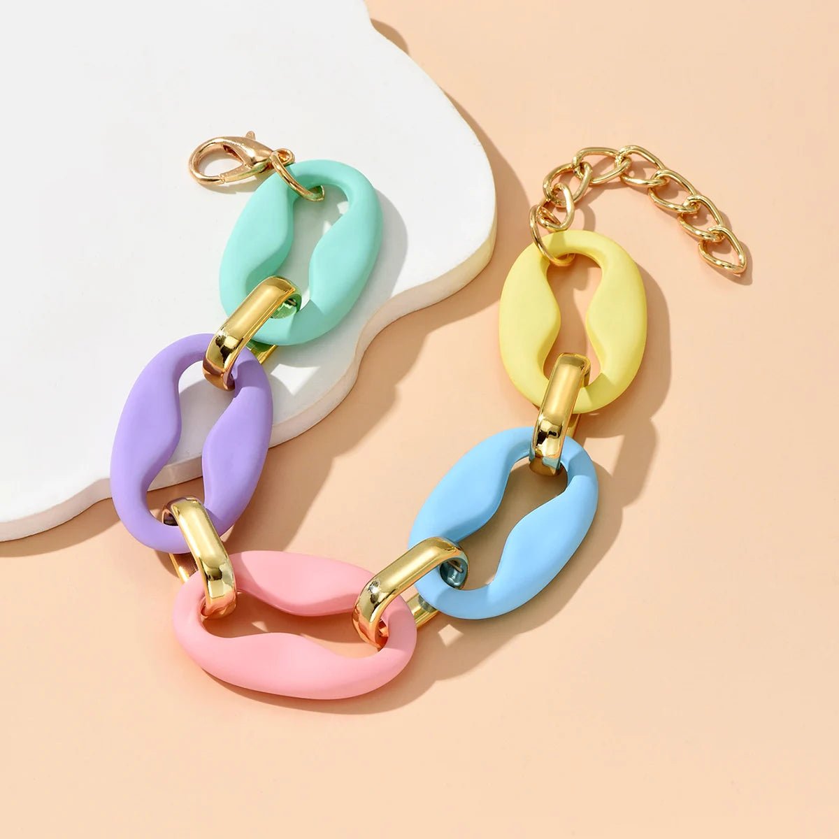 Chunky Pastel Necklace and Bracelet Set - Veinci