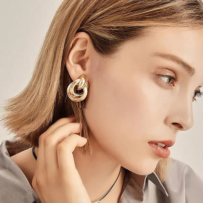 Circular Geometric Interwoven Earrings - Veinci