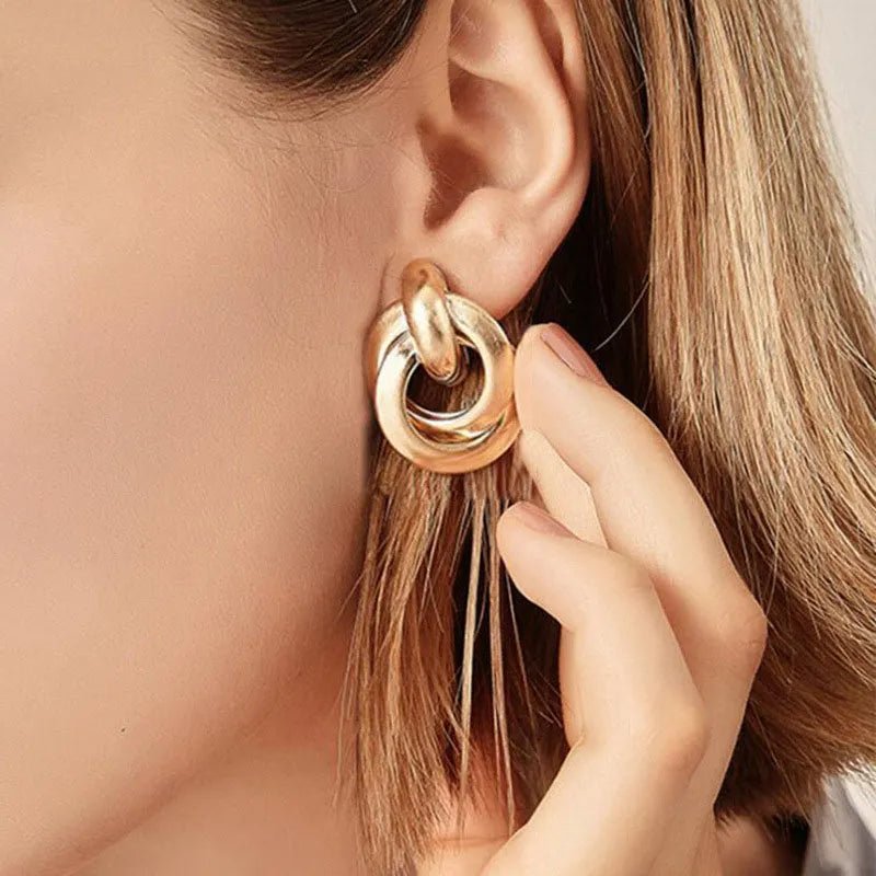 Circular Geometric Interwoven Earrings - Veinci