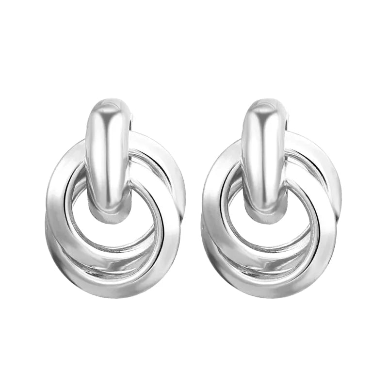 Circular Geometric Interwoven Earrings - Veinci