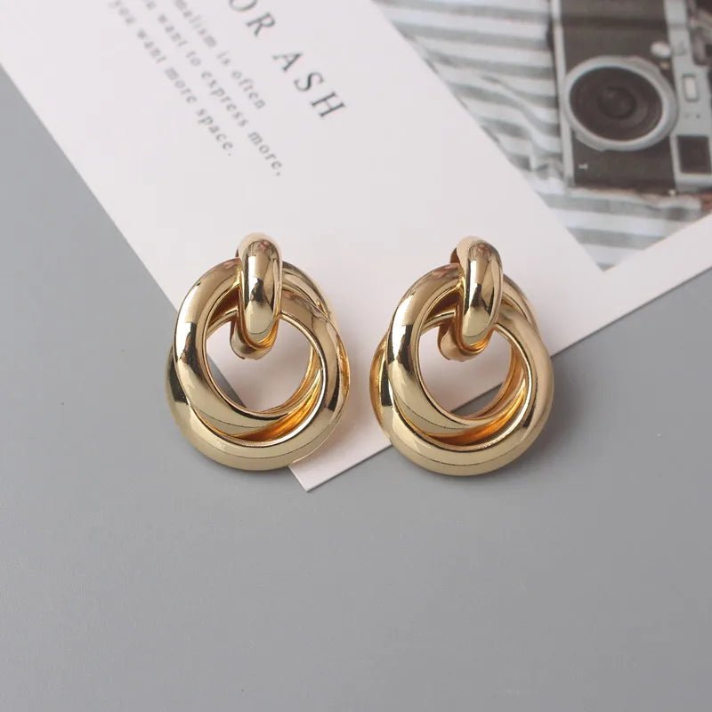 Circular Geometric Interwoven Earrings - Veinci