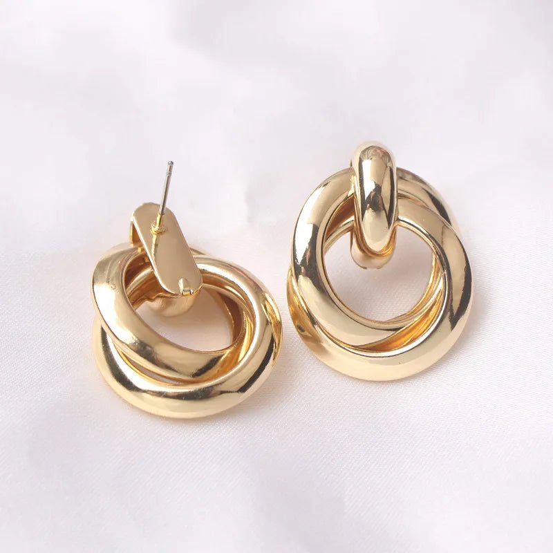 Circular Geometric Interwoven Earrings - Veinci