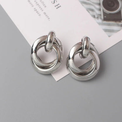 Circular Geometric Interwoven Earrings - Veinci