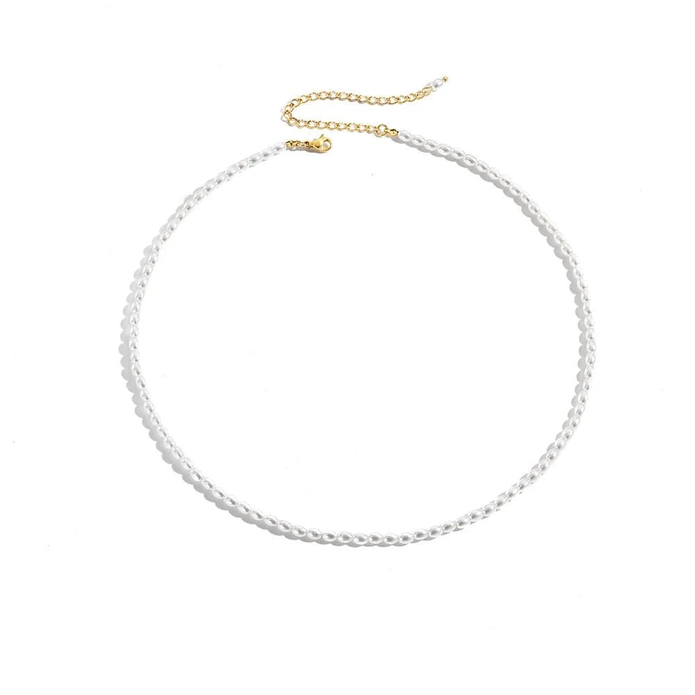 Classic Feminine 3mm Pearl Necklace - Veinci