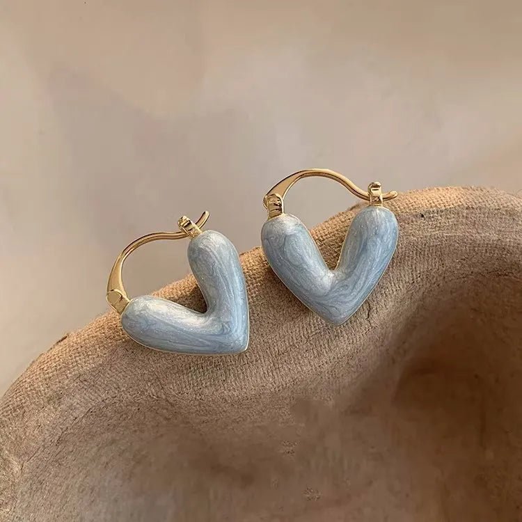 Classy Enamel Heart Earrings - Veinci