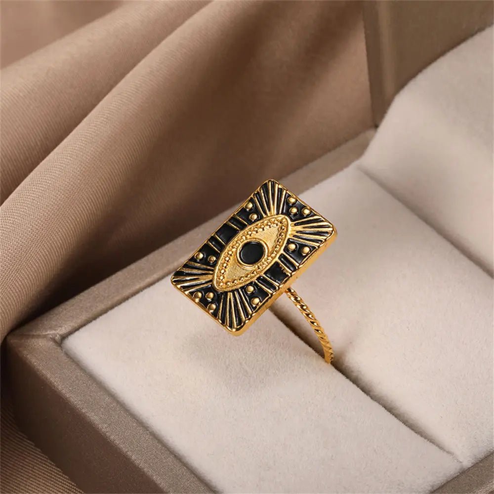 Classy Evil Eye Heart & Rectangle Rings - Veinci