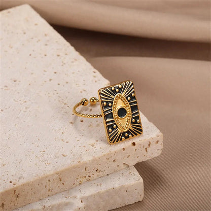 Classy Evil Eye Heart & Rectangle Rings - Veinci