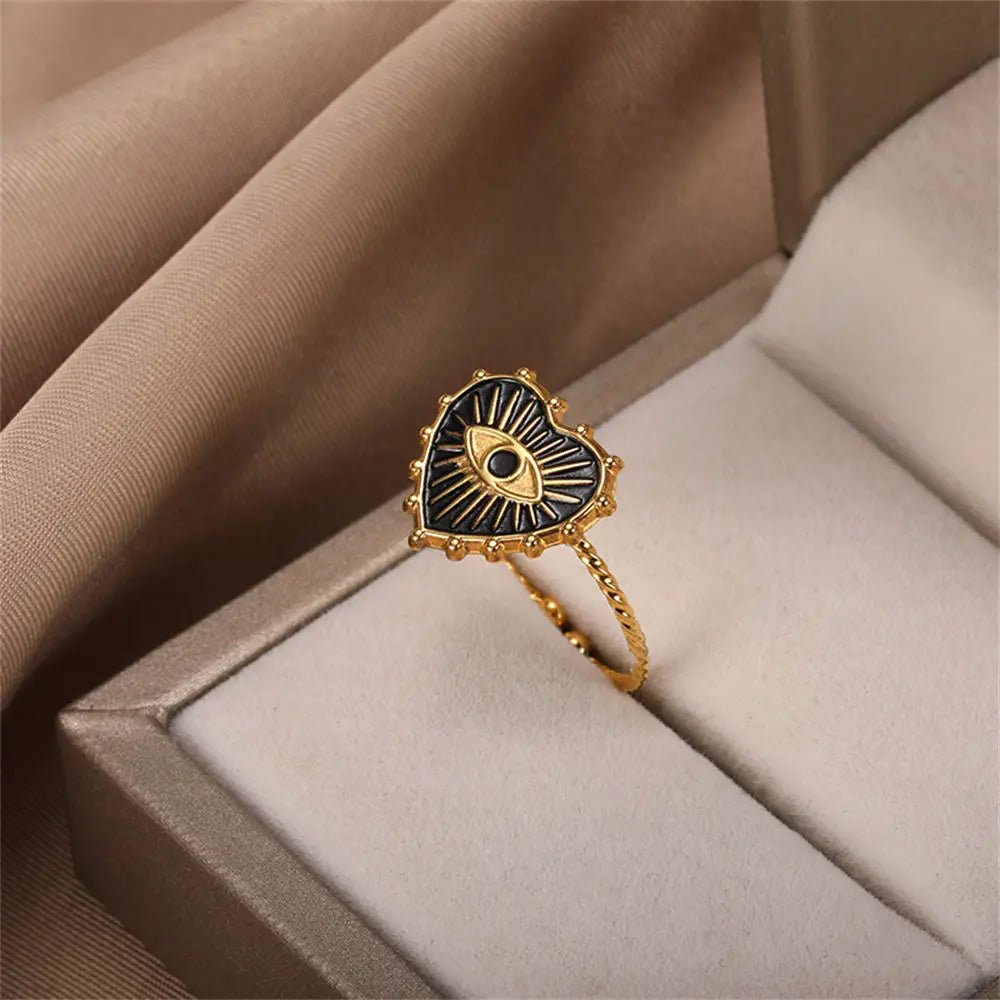 Classy Evil Eye Heart & Rectangle Rings - Veinci