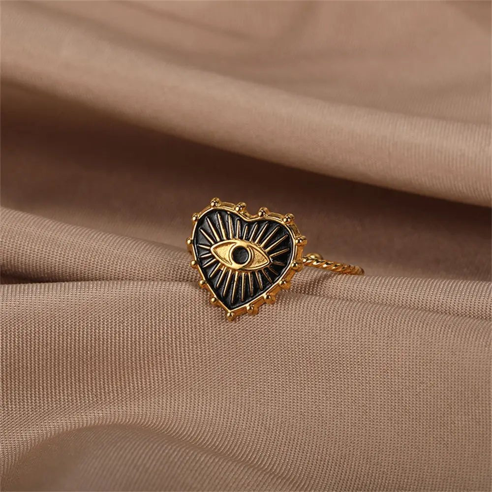 Classy Evil Eye Heart & Rectangle Rings - Veinci