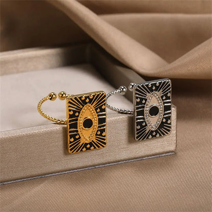 Classy Evil Eye Heart & Rectangle Rings - Veinci