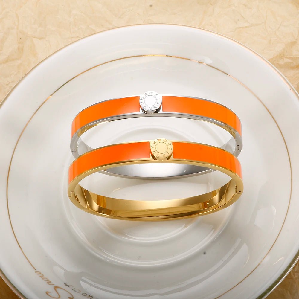 Classy Roman Numeral Bangle Bracelet and Rings - Veinci