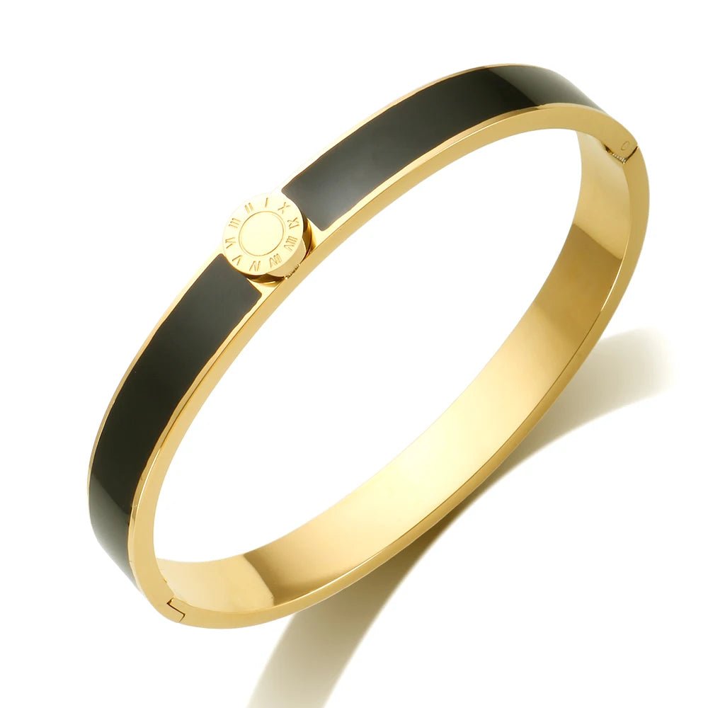 Classy Roman Numeral Bangle Bracelet and Rings - Veinci