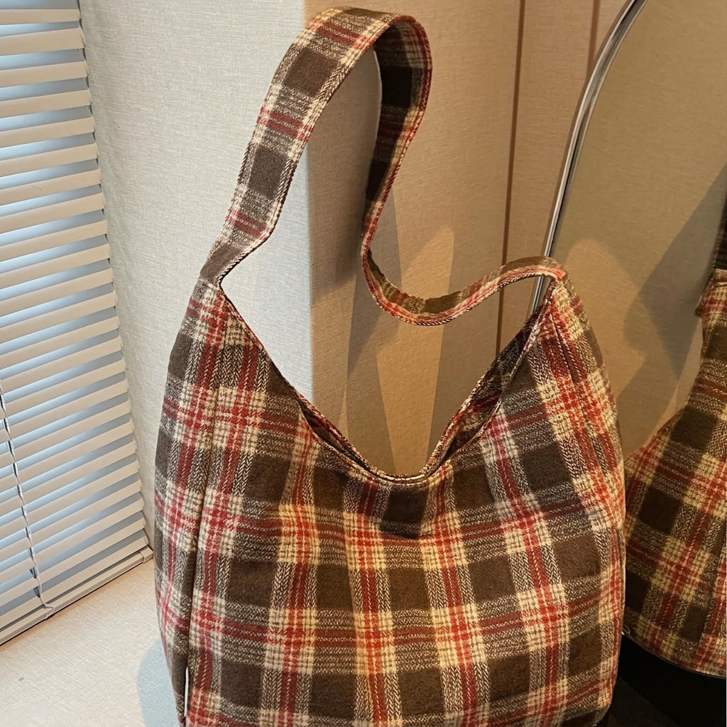 Retro Plaid Shoulder Bag