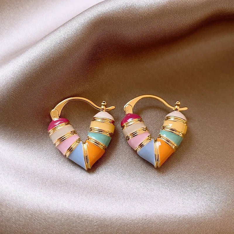 Colorful Pastel Heart Earrings - Veinci