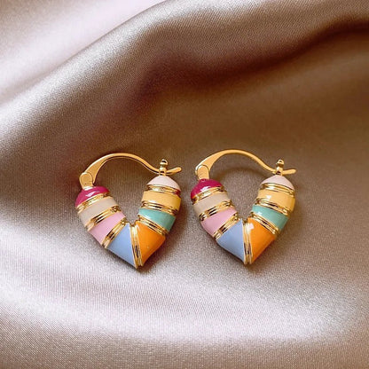 Colorful Pastel Heart Earrings - Veinci