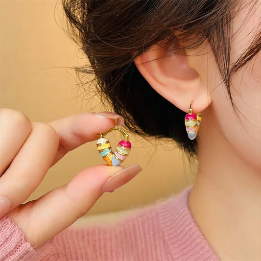 Colorful Pastel Heart Earrings - Veinci