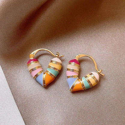 Colorful Pastel Heart Earrings - Veinci