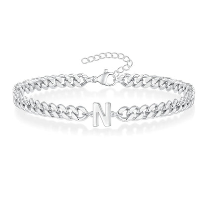 Couples Letter Initial Cuban Bracelet - Veinci