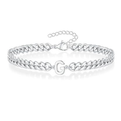 Couples Letter Initial Cuban Bracelet - Veinci