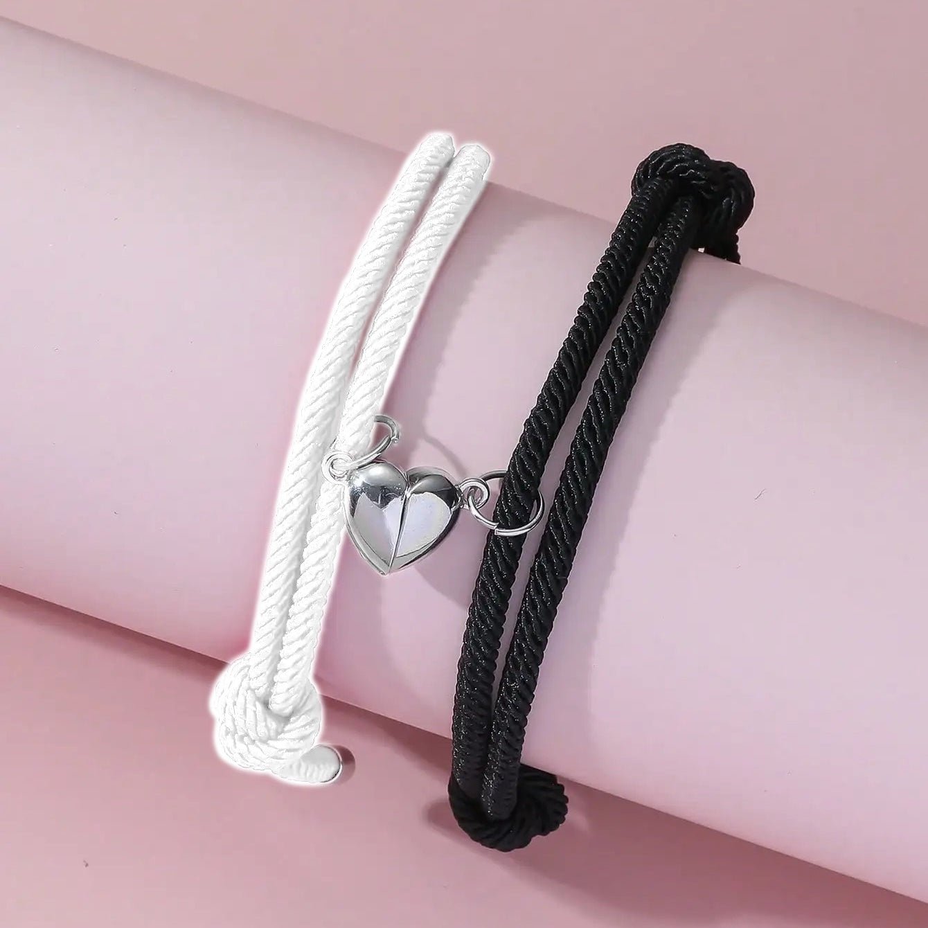 Couples Magnetic Heart Rope Bracelet Set - Veinci