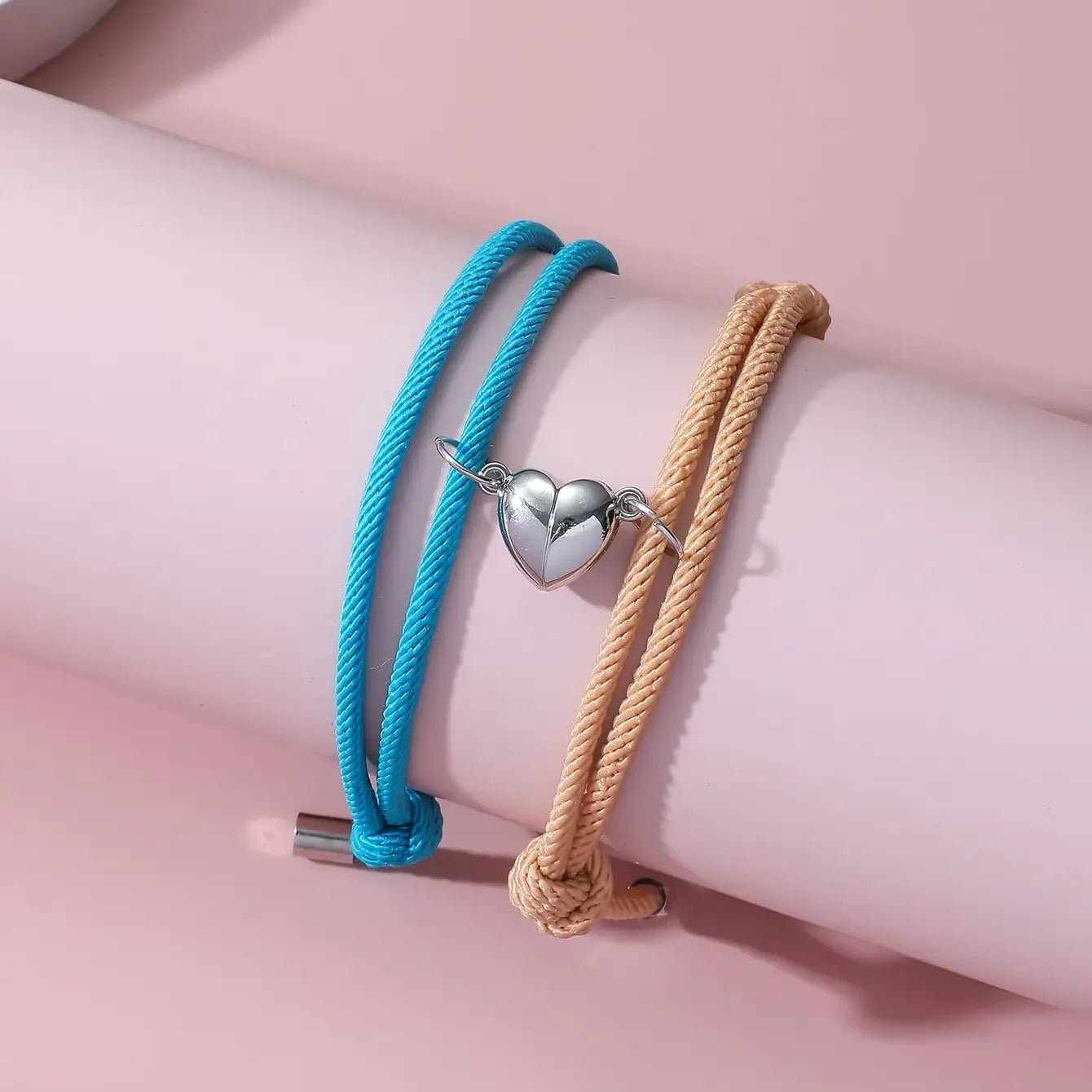 Couples Magnetic Heart Rope Bracelet Set - Veinci