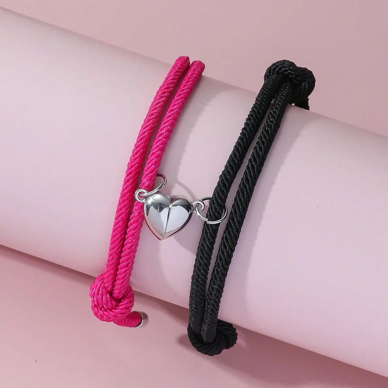 Couples Magnetic Heart Rope Bracelet Set - Veinci