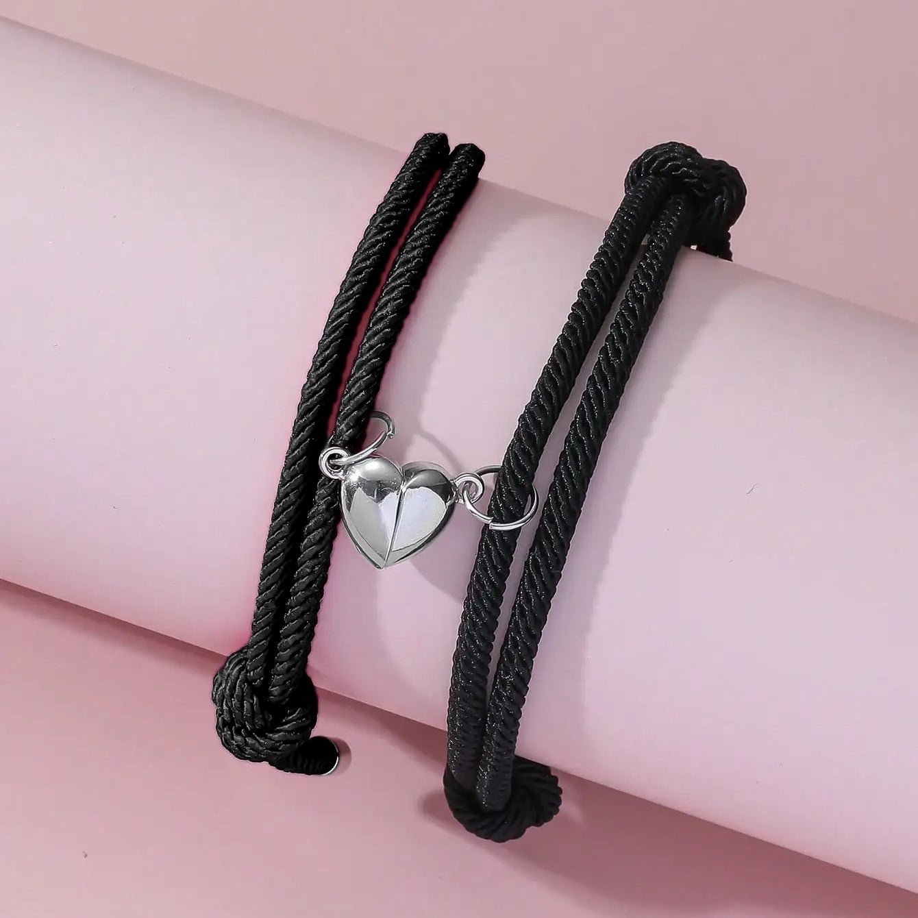 Couples Magnetic Heart Rope Bracelet Set - Veinci