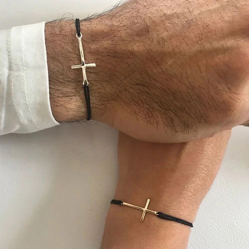 Couples Minimal Cross Bracelets - Veinci