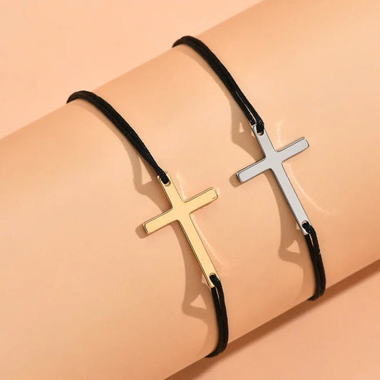 Couples Minimal Cross Bracelets - Veinci