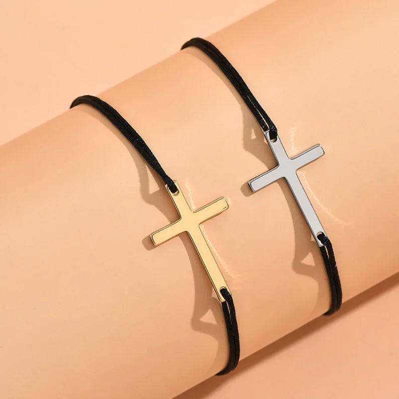 Couples Minimal Cross Bracelets - Veinci