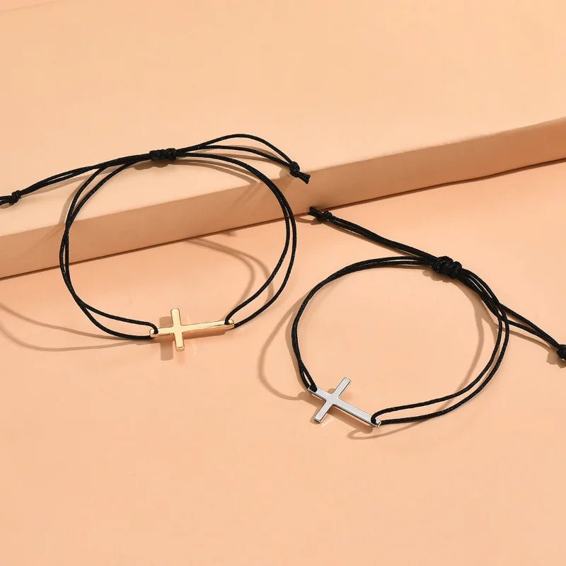 Couples Minimal Cross Bracelets - Veinci