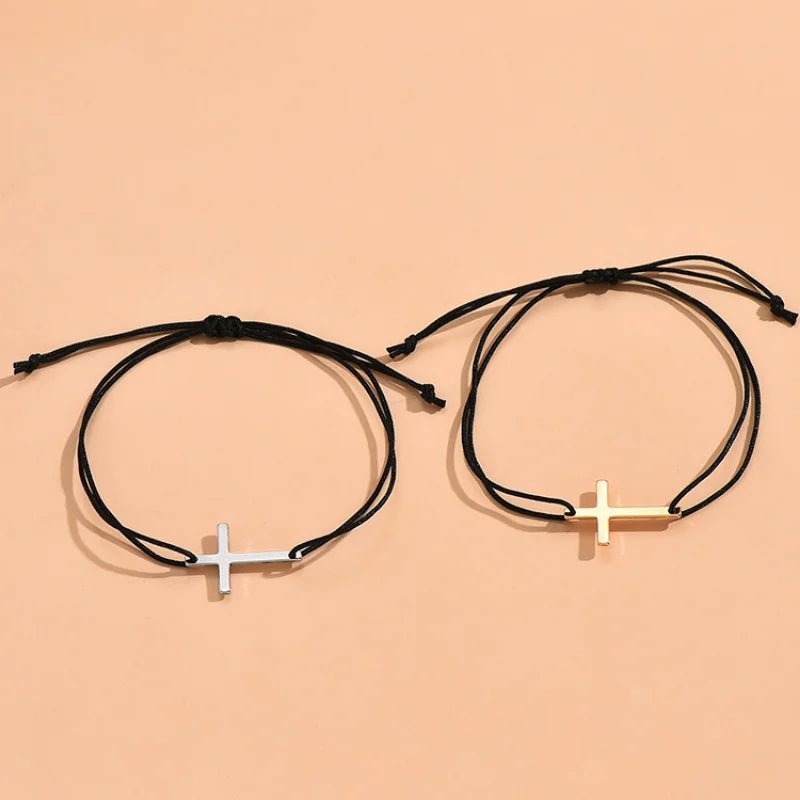 Couples Minimal Cross Bracelets - Veinci