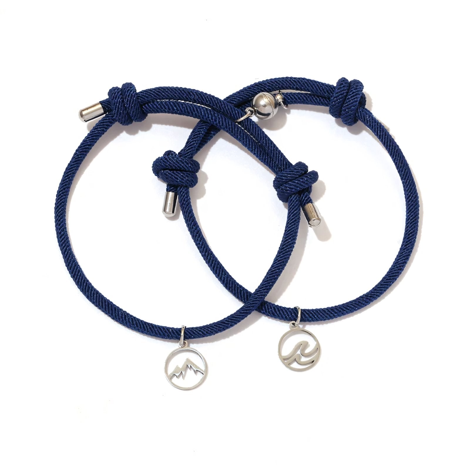 Couples Ocean & Mountains Magnetic Rope Bracelet Set - Veinci