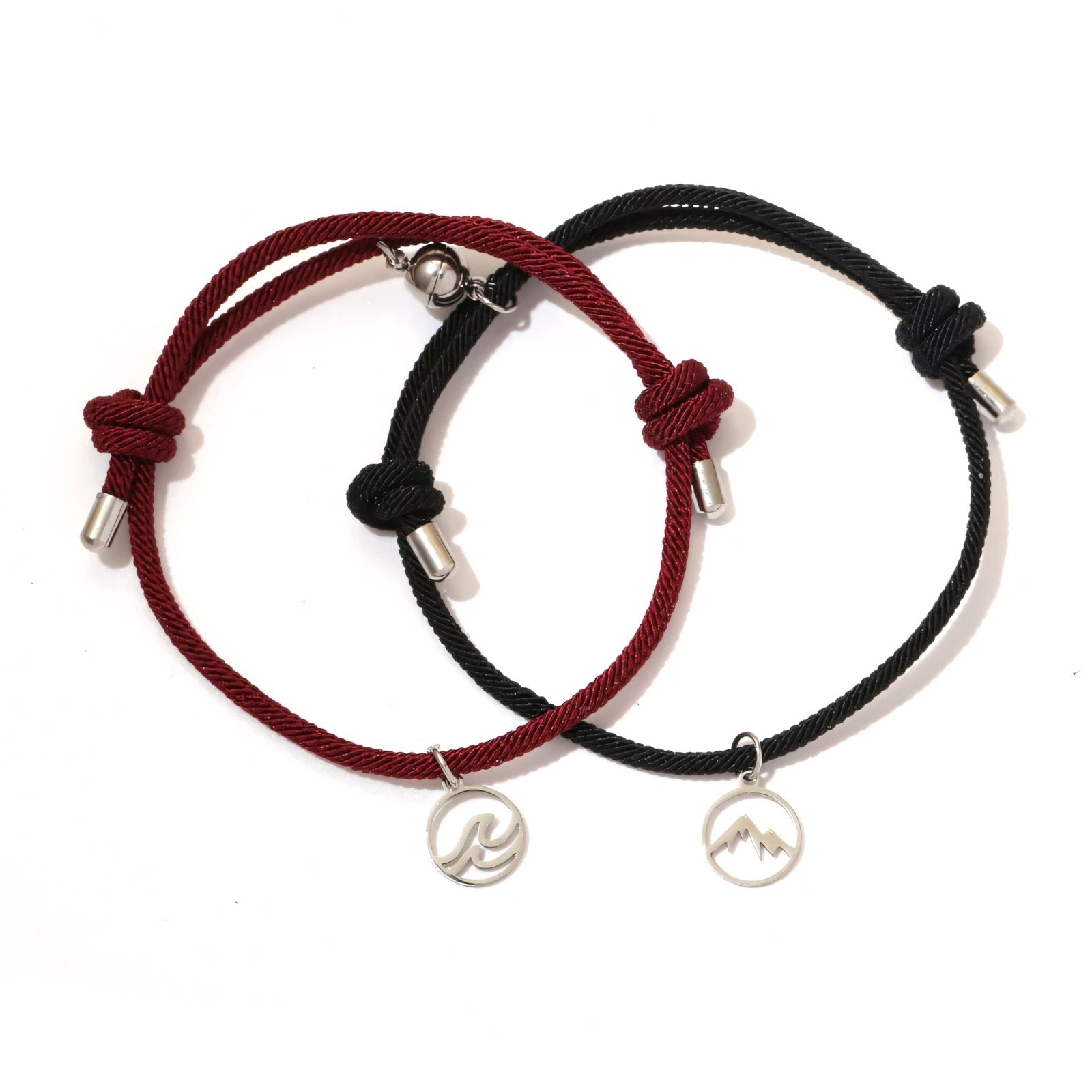 Couples Ocean & Mountains Magnetic Rope Bracelet Set - Veinci