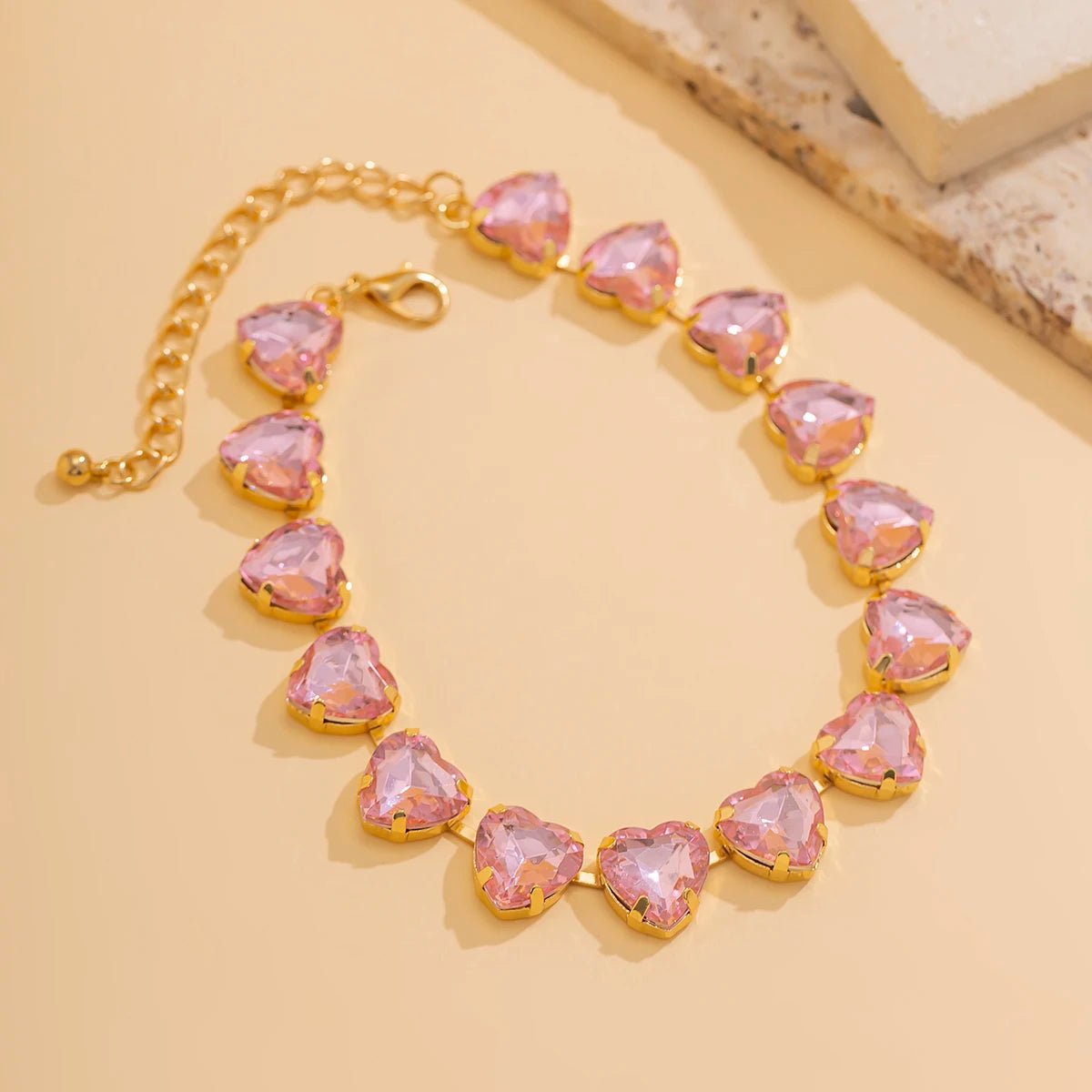 Crystal Heart Choker Necklace - Veinci