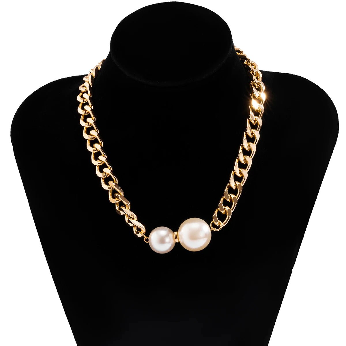 Cuban Link Chain Pearl Ends Necklace - Veinci