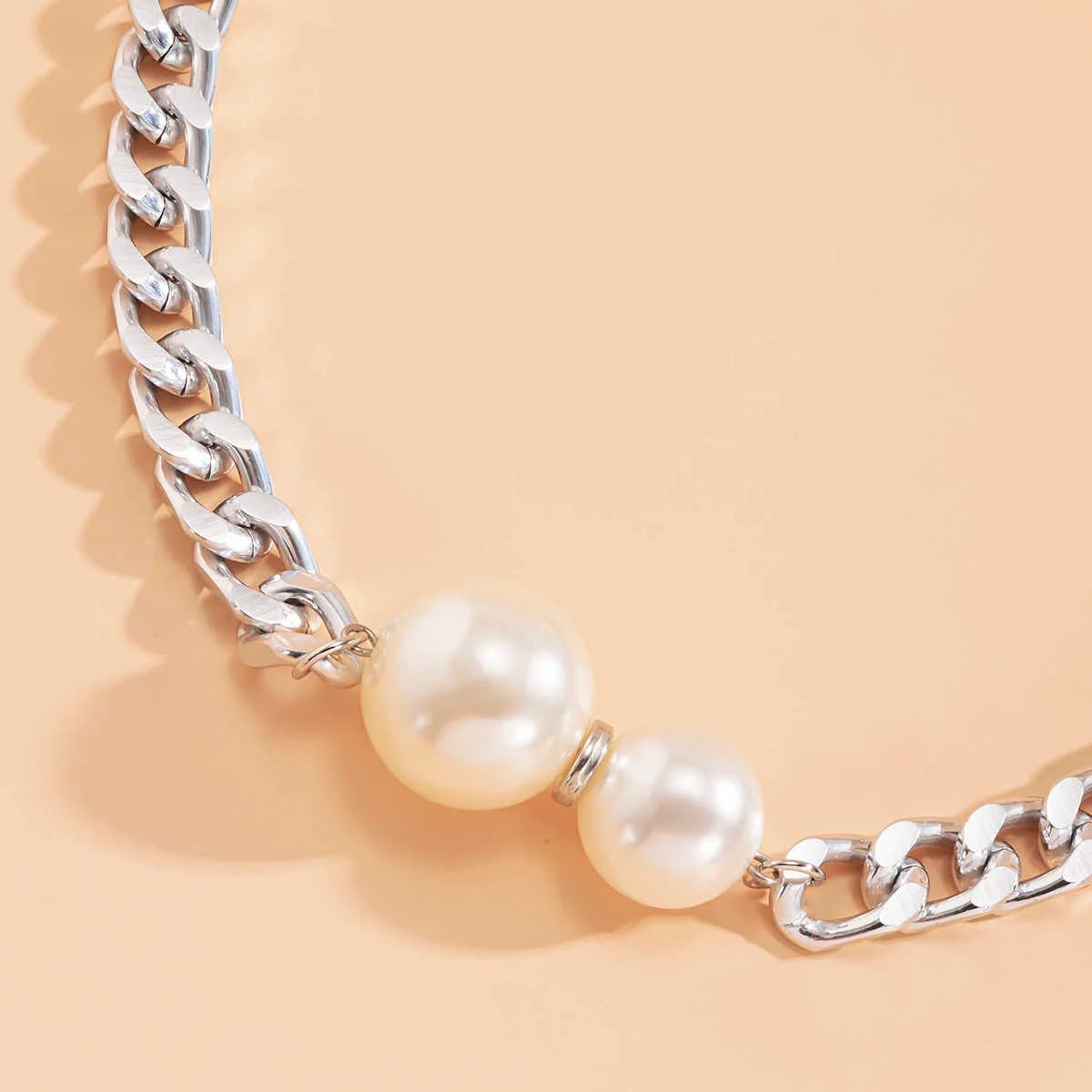 Cuban Link Chain Pearl Ends Necklace - Veinci