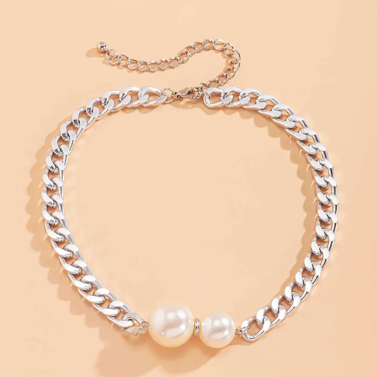 Cuban Link Chain Pearl Ends Necklace - Veinci