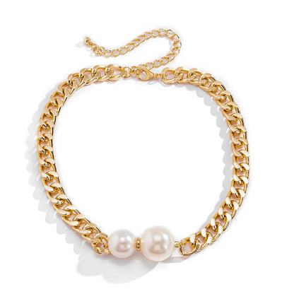 Cuban Link Chain Pearl Ends Necklace - Veinci