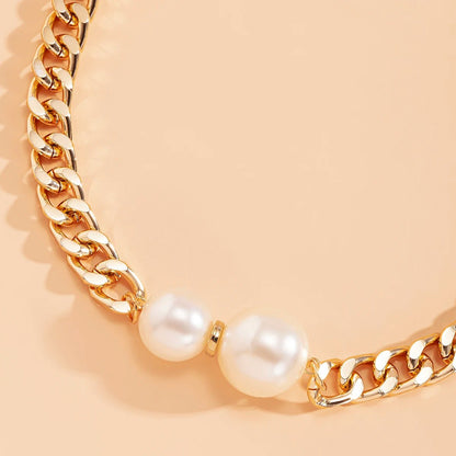 Cuban Link Chain Pearl Ends Necklace - Veinci