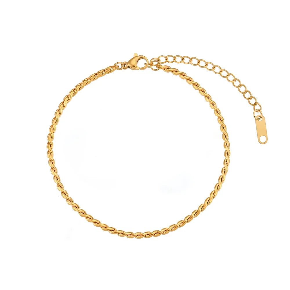 Dainty Accented Gold Chain Anklets - Veinci