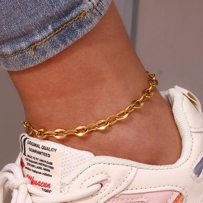 Dainty Accented Gold Chain Anklets - Veinci