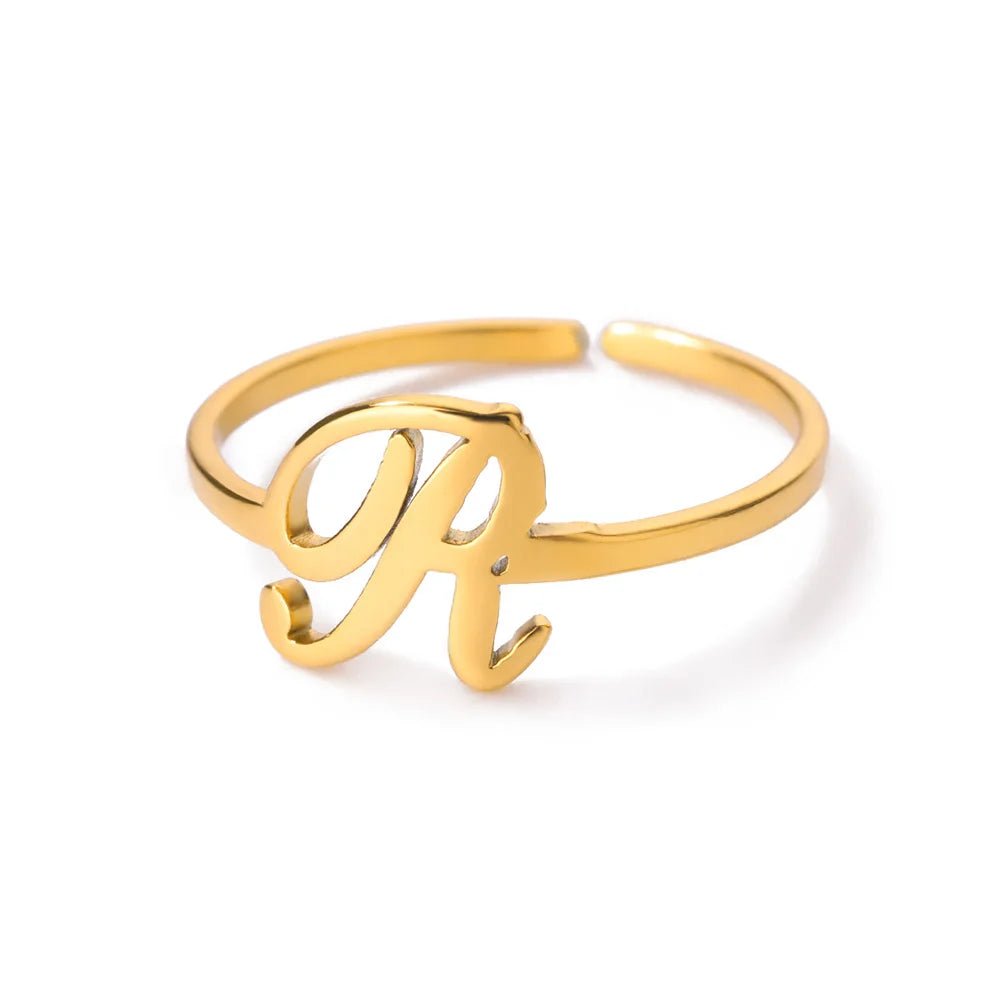 Dainty Adjustable Classy Letter Initial Rings - Veinci